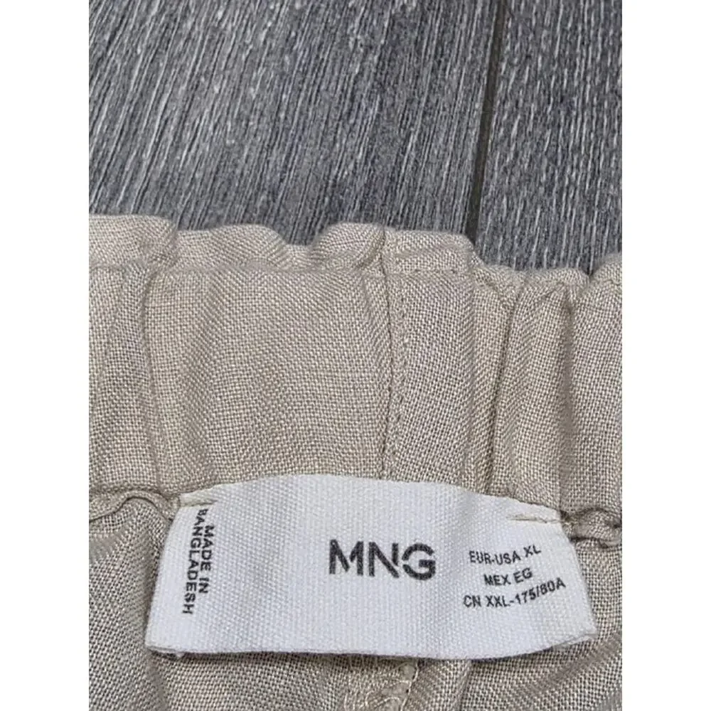 Mango Drawstring Pure Linen Trousers pants pull on Y2K Beige XL A006495